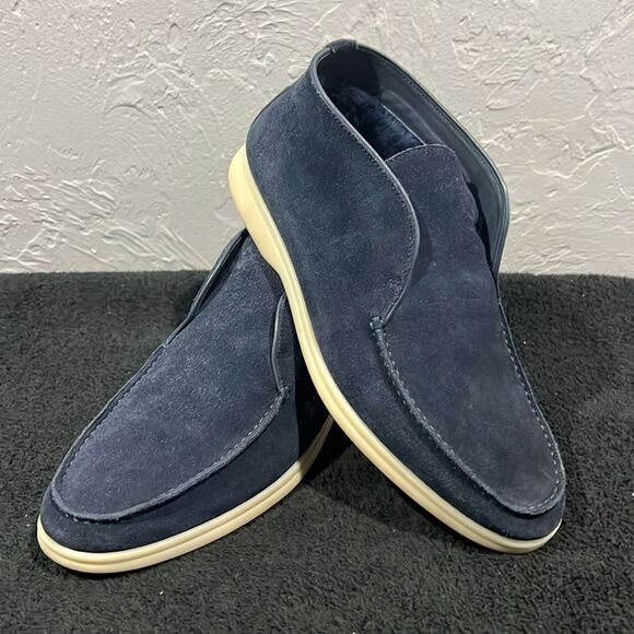 🔥 LORO PIANA Open Walk Ankle Chukka Boot Navy Suede Leather Sz 10 (EU 43) - EUC - Picture 1 of 13